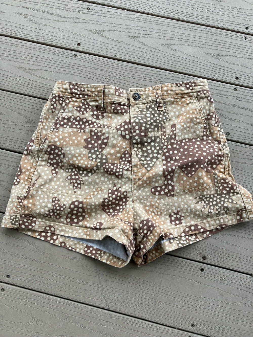 Madewell High-waisted Twill Print Beige & Brown Shorts M